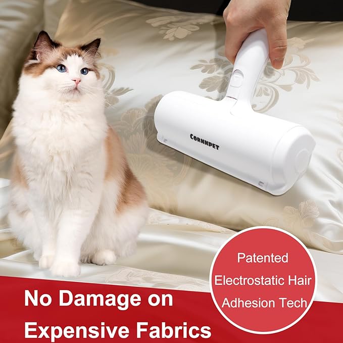 Cornnpet Roller Pet Hair Removal Tool – Reusable Lint Roller for Dogs & Cats – Self-Cleaning Fur Remover Brush - Portable, Multi-Surface Fur Removal Tool - Reusable Double Sided Travel Brush