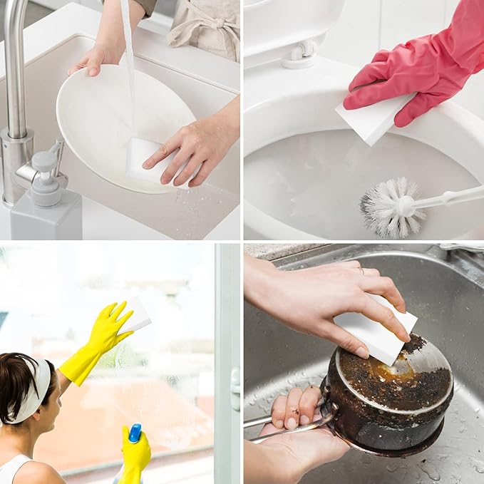 100 Pack Magic Sponges Eraser, Multi-Functional Household Cleaning Melamine Sponge Foam for Kitchen, Bathroom, Sink, Bathtub, Shoes, Wall