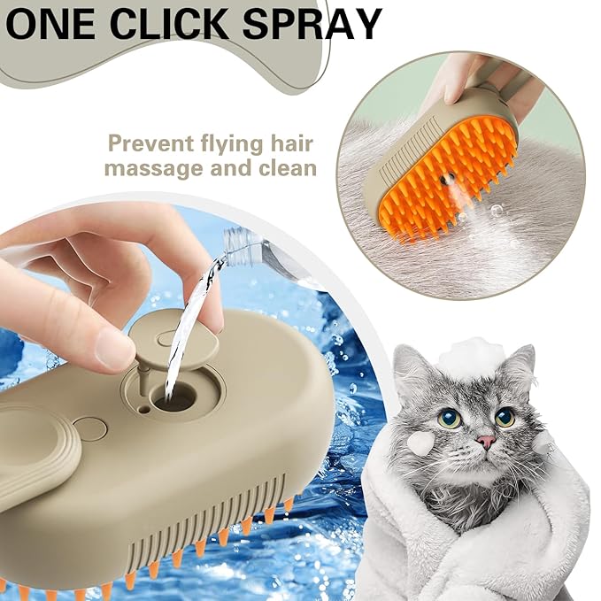 MCDZZHSTBD Steamy Pet Brush - Convenient Hair Removal, Easy Collection, Massage Function - Ideal Steam Brush for Cats! (Coffee)