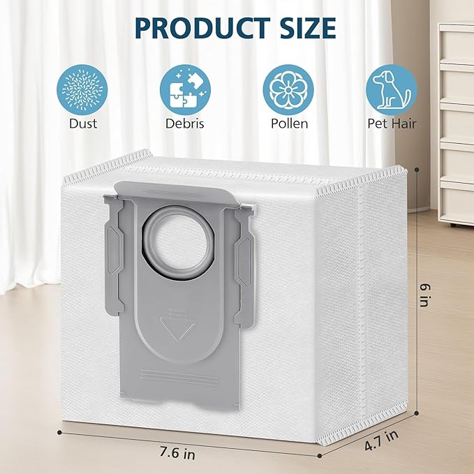 24 Packs Q10 Q7 Q5 Bag Replacement for Roborock Q10 S5+, Q7 M5+, Q5 Max+, 3.6L Vaccum Bag for Q10 X5+, Q5, Q5+, Q5 Pro+, Q8 Max+, Q7, Q7+, Q7 Max+, S8+, S8 Pro Ultra, S7 Pro Ultra, S7 MaxV Ultra