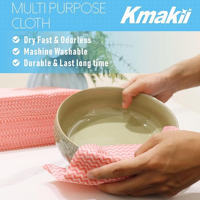 Disposable Handi Wipes Dish cloth Dish Towels Dish Rags Towels Handy Wipes Reusable Cloths,Multi-purpose,Pink 11.8 x 20", 80 Count/Bag, Soft, Durable, Super Absorbents