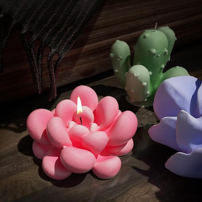 8 Pcs Succulent & Resin Candle Mold - Craft Supplies 3D Mold for Resin Casting