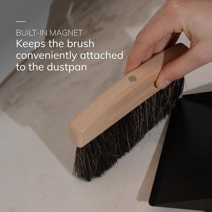 ENA Living Bamboo Dust Pan & Brush Set, Portable Dustpan & Brush, Perfect For Household Cleaning, Sturdy & Effective Dust Pan, Bamboo Sweeping Brush - Mini