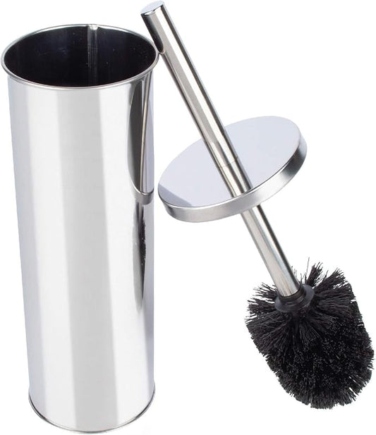 JS Jackson Supplies Sleek Toilet Brush and Holder with Metal Handle - Chrome