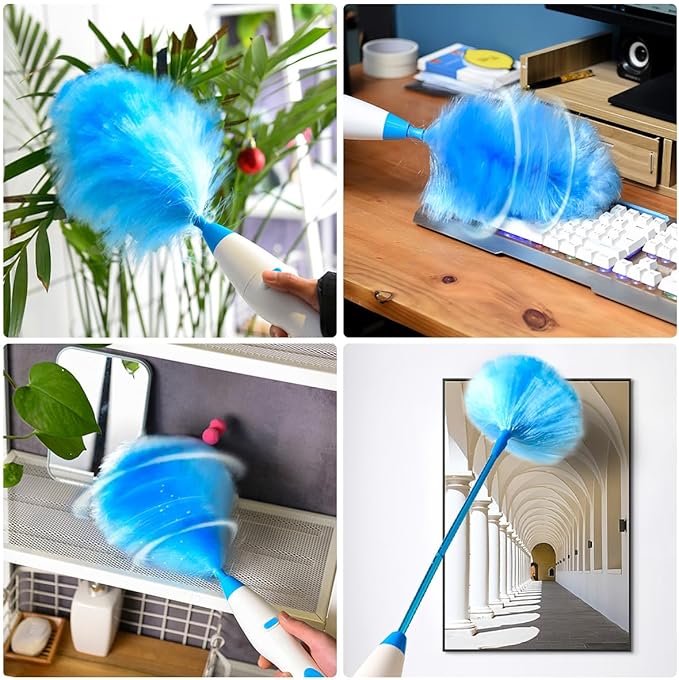 Electric Duster Brush-180°Electric Duster Multi-Function Automatic Electrostatic Adsorption Brush Cleaning Tool for Furniture, Window and Bookshelf