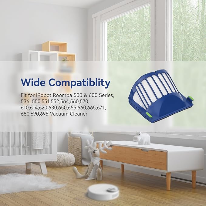FETIONS Aero Vac Filter Replacement Compatible with iRobot Roomba 500 & 600 Series 536 550 551 595 614 620 630 645 650 655 660 665 670 675 677 680 685 690 Vacuum Cleaner Accessories,with a brush