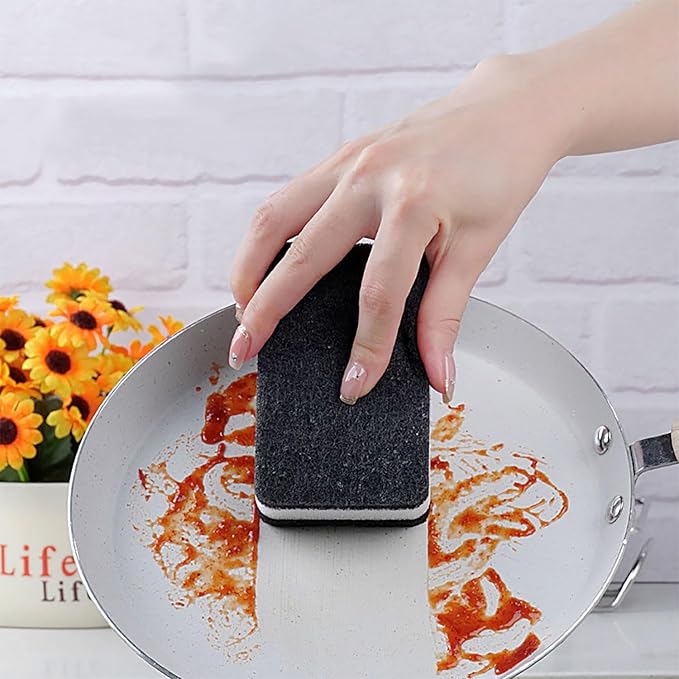 Kitchen Cleaning Sponges, 6 Pack Heavy Duty Scrub Sponges Cleans Fast Non-Scratch Sponge for Washing Dishes and Cleaning Kitchen (Black)