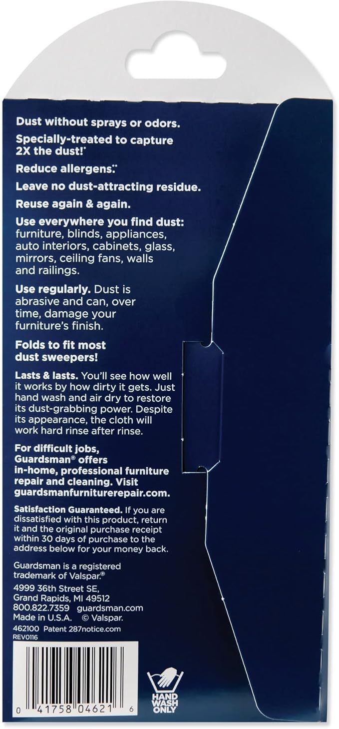 Guardsman Wood Furniture Dusting Cloths - 1 Pre-Treated Cloth - Captures 2x The Dust of a Regular Cloth, Specially Treated, No Sprays or Odors - 462100