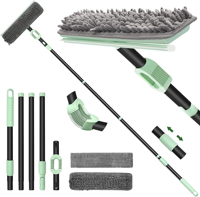 DALIPER Window Squeegee Set 2-in-1 Window Cleaning Tool 73.6In Pole, Window Cleaner Squeegee for Home, Squeegee for Shower Glass, Car Window Squeegee Windshield Cleaner Tool
