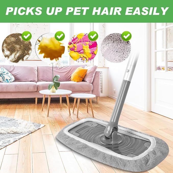 Reusable Microfiber Mop Pads Dry Sweeping Cloths Compatible with Swiffer Sweeper Mop Wet Mopping Cloths Refill for Mopping Floors (4 Pack, Mop is not Included)
