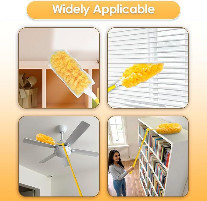 30 Count Feather Duster Refills for Swiffer Dusters Handle, 360 Degree Multi-Surface Duster Refill Kit with 1 Extended Handle and 1 Short Handle, Disposable Dust Removal Brush Heads for Electronics