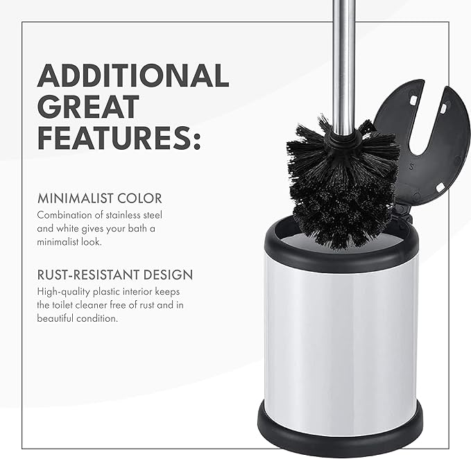 ToiletTree Products Toilet Brush with Lid (White 2 Pack)