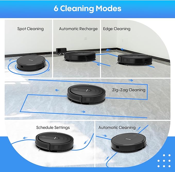 Bagotte Robot Vacuum and Mop Combo,5000Pa Robotic Vacuum with Schedule,4 in 1 Robotic Vacuum Cleaner, Quiet Slim,Self-Charging,Wi-Fi/Voice/App,Perfect for Pet/Hard Floors,/Carpet