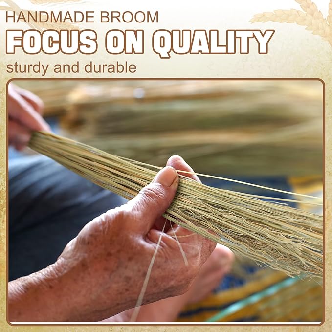 Suclain 6 Pcs 12 Inch Whisk Broom Hand Held Mini Corn Straw Whisk Broom Short Handle with Metal Hanger Halloween for Multi Surface Sweeping Small Hand Brush for Outdoor Car Porch Debris Dust Dirt