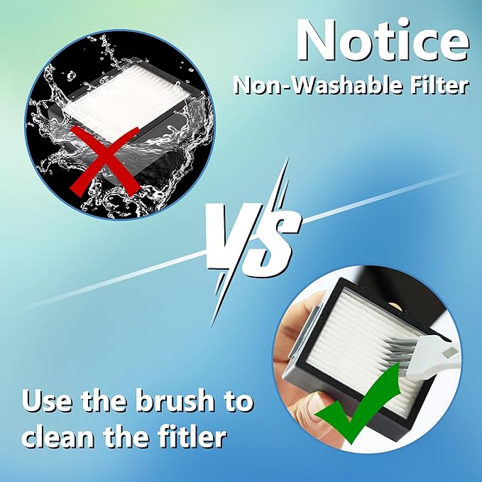 Improvedhand Filters Replacement for i-Robot Roomba E I & J Series i1+ i3 i3+ i4 i5/plus i6 i6+ i7 i7+/plus i8 i8+ E5 E6 E7 Vacuum Cleaner parts 4639161,6 Pack High Efficiency Filters+1 Cleaning Brush