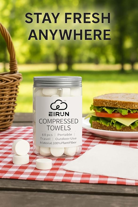 Compressed Towels – Travel-Size Compact Towels for Camping, Hiking, Gym & Outdoor Use – Lightweight, Expandable & Reusable (40)