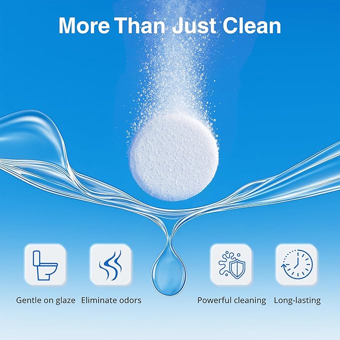 OceanBreezy Automatic Toilet Bowl Cleaner Tablets, Bleach & Oxidation Formula for Powerful Cleaning, Deodorizing & Descaling, Long-Lasting Slow-Release Toilet Tank Cleaner, Septic Safe, 24 Tablets