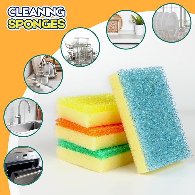 LAUNDRYLUX Scrub Sponge, Dual-Sided Temperature-Responsive Scrubber - Non-Scratch - Multipurpose Dish Sponges for Kitchens, Bathrooms, and Outdoor Use - 8 Pack