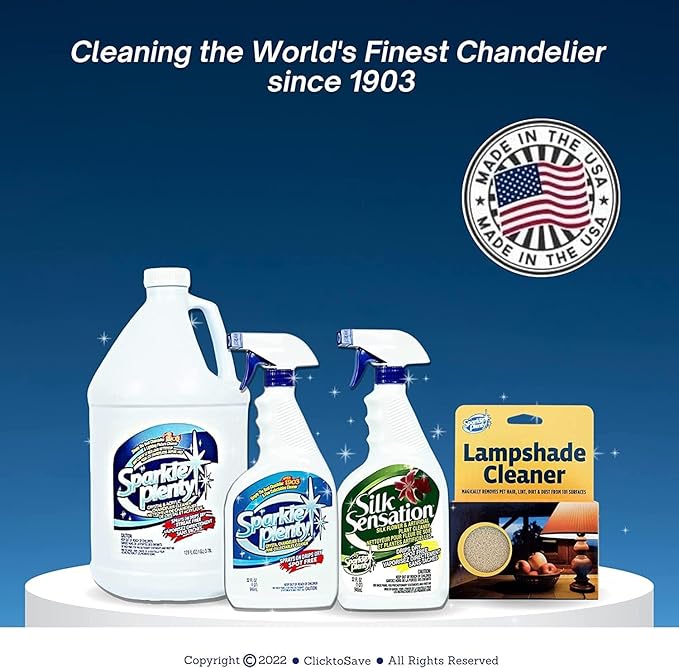 Bundle of Sparkle Plenty Chandelier Cleaner Drip Dry Spray No Wipe & Silk Plant Cleaner Spray No Wipe - Dust Cleaning Supplies for Fake Plant, Artificial Flower, Shower Glass or Window Screen (32 oz)