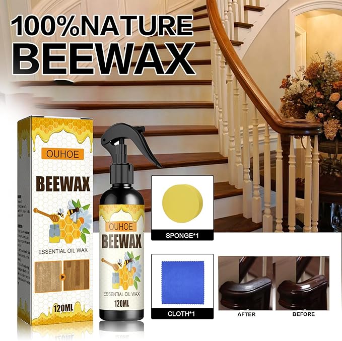 3 Pcs Beeswax Wood Polish, Beeswax Spray Suitable for Leather Floors Wood Furniture Polish and Cleaner.