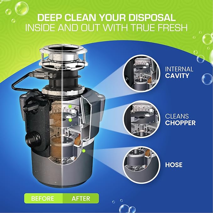 True Fresh Garbage Disposal Cleaner & Toilet Bowl Cleaner Tablets-Septic Safe, Deep Clean & Deodorize, Easy to Use-Up to 1 year Supply, 50 Pcs Bundle