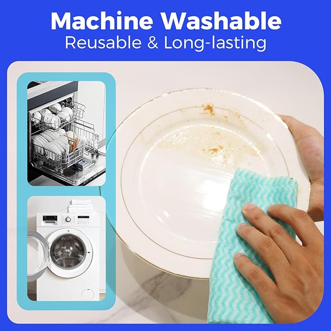 Reusable Cleaning Towels Handi Wipes Reusable Cloths Disposabel Dish Cloths Dish Towels Dry Handy Wipes Big Durable Absorbent 40 Count, Yellow
