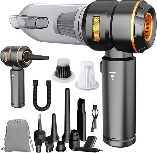 KedeeSparkle Handheld Car Vacuum Cleaner, 4-in-1 Cordless Vacuum Cleaner, 22000 PA High Power Portable Car Vacuum with Brushless Motor, for Home, Office, Camping (Black Golden)