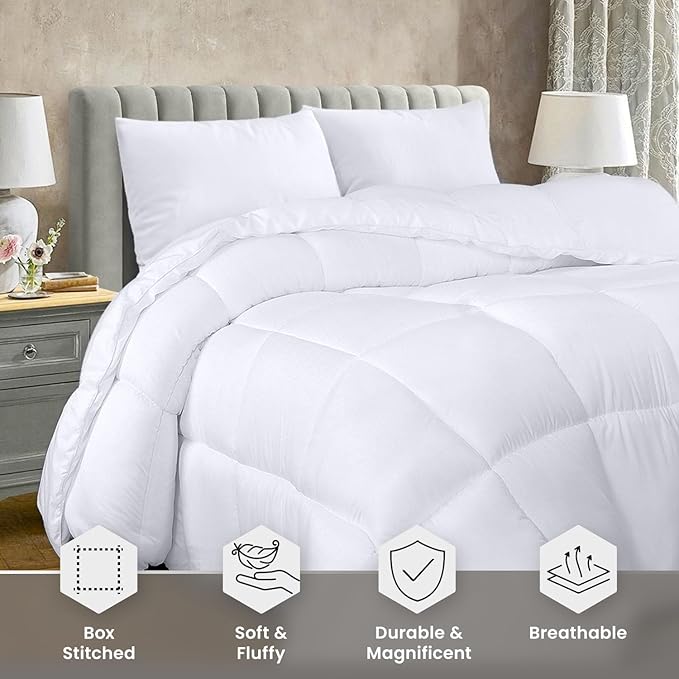 Utopia Bedding Comforter Duvet Insert, Quilted Comforter with Corner Tabs, Box Stitched Down Alternative Comforters Full Size (White)