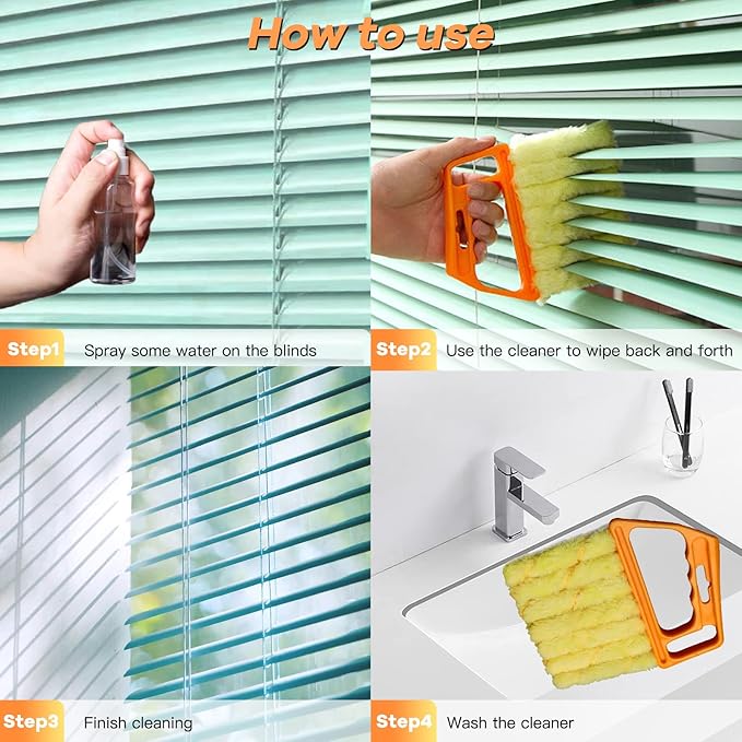 AOCEAN 2 Pcs Blind Cleaner Duster Tool 7-Finger Dusting Cleaner Tool for Window & Air Conditioner Handheld Mini Duster Brush for Wood Blinds Dust Dirt