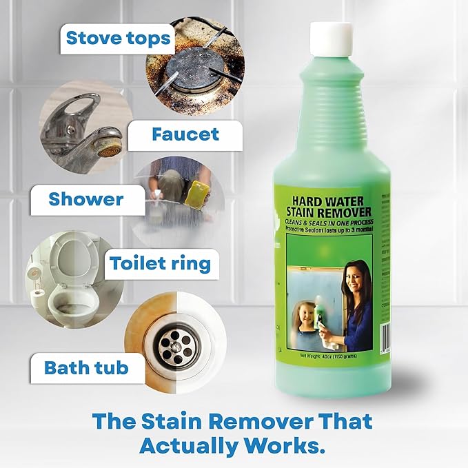 Bio Clean: Eco Friendly Hard Water Stain Remover (40oz Large). Pack of 2