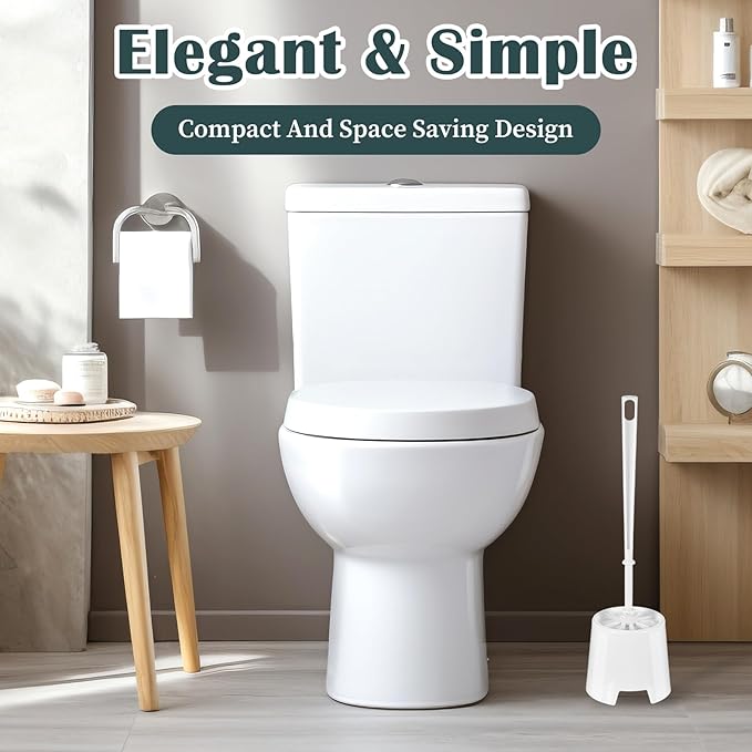 Afcabakila 12sets toilet brush and holder set white disposable Toilet Bowl Brush and Plastic Holder Bathroom Deep Cleaning Combo with Caddy Stand Professional Janitorial Scrub Brushs Cleaning Accessor