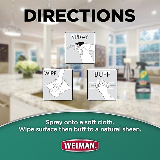 Weiman Disinfectant Granite Daily Clean & Shine - 12 fl oz (2 Pack) Safely Clean Disinfect and Shine Granite Marble Soapstone Quartz Quartzite Slate Limestone Corian Laminate Tile Countertop