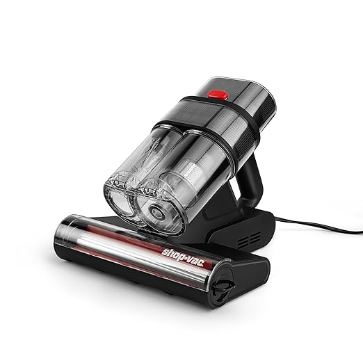 Shop-Vac Mattress Vacuum Cleaner, 14KPa Powerful Bed Vacuum with 253.7nm UV-C Light, 36960 RPM/Min Tapping, HEPA Filter & Ultrasonic, Dual Cup Filtration, for Bed, Sofa, Couch, 400W, 15.4 ft Corded