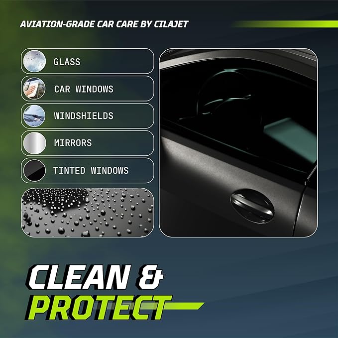 Cilajet Care Glass Cleaner (16 oz) - Auto Window Cleaner for Car and Truck Windows, Windshields, Mirrors Professional Strength, Streak-Free Window Cleaning Kit, Safe for Tinted Windows, Made in USA 