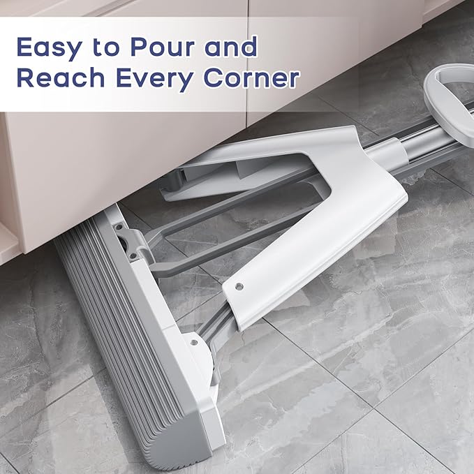 YURIGO Kozeedom Mop and Bucket with Wringer Set for Home Floor Cleaning, Self Squeezing mini Hand mop with 3 Absorbent Sponge Mop Refills and Adjustable Height