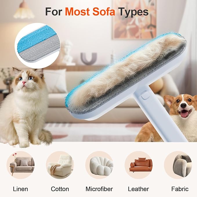 MZFMZF Pet Hair Removal Tool for Furniture, 3 in 1 Cat and Dog Hair Removal Tool, Suitable for Use on Furniture, Carpets, Clothing, and Bedding, Durable, Reusable, Washable, Grey, 1 Pcs