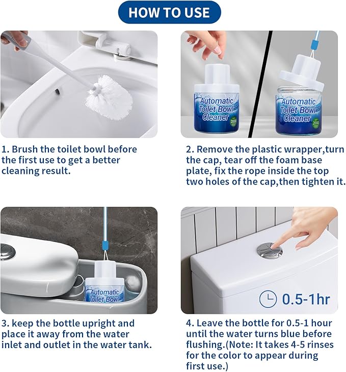 X-Txxlplus Toilet Bowl Cleaners, Toilet Cleaner, Automatic Long Lasting Continuous Toilet Bowl Cleaner, Prevent Stain Build Up Deep Clean, Each Pack for About 3 Months' Supply, Blue