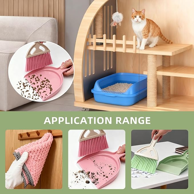 Sissatthai 6Pcs Small Dust Pan and Brush Set with Cleaning Cloth - Blue & Green & Pink Brooms, Mini Hand Broom and Dustpan Set Whisk Dustpan Brush Kid Broom for Table Desk Car Keyboard
