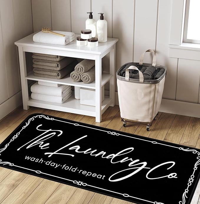 Laundry Room Rug Runner 20"X47" Non Slip Farmhouse Mats Organization and Washable Floor Long Rugs for Laundry Room Accessories Mudroom Kitchen Bathroom Area Rugs Decor