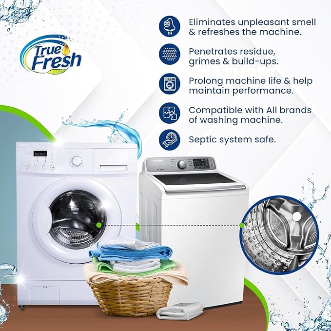 Washing Machine Cleaner & Dishwasher Cleaner Tablets - 48-Pack Bundle Compatible with Front Loader - Top Loader & He Machines and all Dishwashers Removes Buildup Lime Scales and residues - Septic Safe