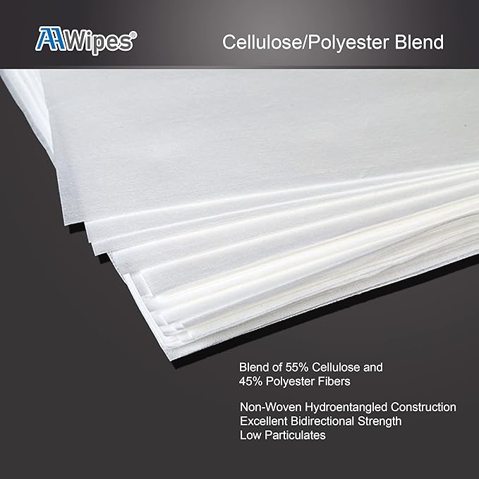 AAwipes Cleanroom Wipes Nonwoven Wipes Cellulose/Polyester Blend (Grade A, 68 Gram,Bag of 600 Pcs) 9" x 9"for Lab, Electronics, Pharmaceutical, Printing and Semiconductor Industries (NW06809-600)