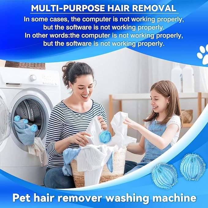 Reusable Laundry Hair Remover Balls - Lint Catcher for Washer & Dryer - Easy Home Solution for Removing Pet Hair, Lint & Fur from Clothes and Bedding