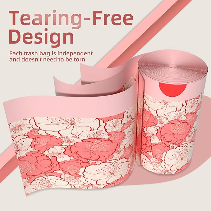 13 Gallon Trash Bags Drawstring, 50 Count Tall Kitchen Trash Bags, Sturdy Large Trash Bags, Plum Blossom Printed Garbage Bags 13 Gallon Tall Kitchen, Tear Resistant Kitchen Garbage Bags for Kitchen