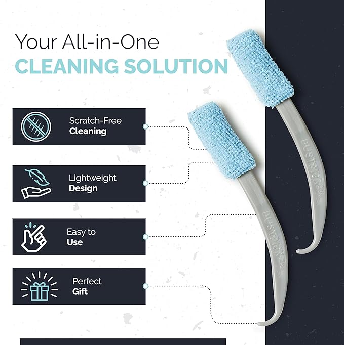Reusable Feather Duster & Crevice Cleaning Brush | Versatile Cleaning Tools for Blinds, Window Tracks, Shutters, Baseboards, Kitchen Gaps | Microfiber Window & Space Cleaner (Pack of 2)