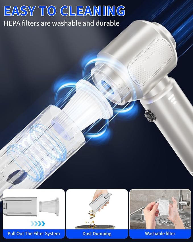 Nimbelephant Handheld Car Vacuum Cleaner, 16000Pa Suction & Blower 2 in 1 Cordless Portable Vacuum Cleaner for Car, Home, Office, Pet