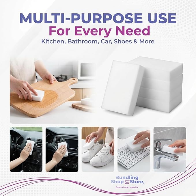 Melamine Sponge- Cleaning Pads 30 Count, High Density, Scratch Free Sponges (3.93in X 2.36in X 0.78in) for Kitchen, Bathroom, Tiles, Walls & Multi-Surface Cleaning