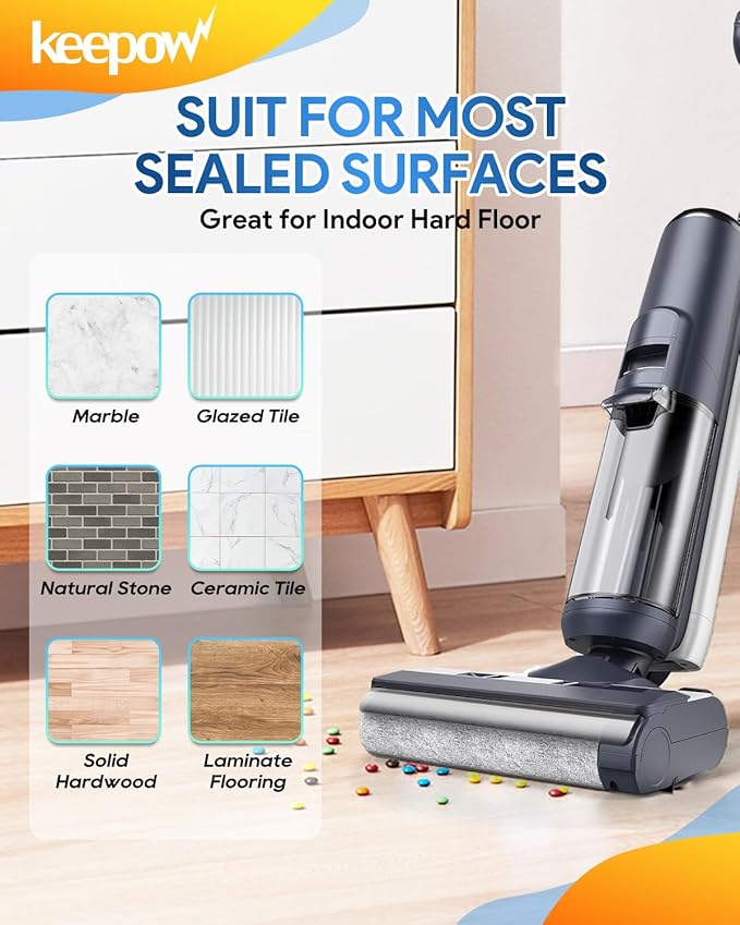 KEEPOW Floor Cleaner Solution 1000ml (2-Pack, Unscented) - Compatible with Tineco/Roborock Vacuum Mops & Floor Cleaner Solution, Residue & Streak Free for All Robot & Cordless Wet Dry Vacuums