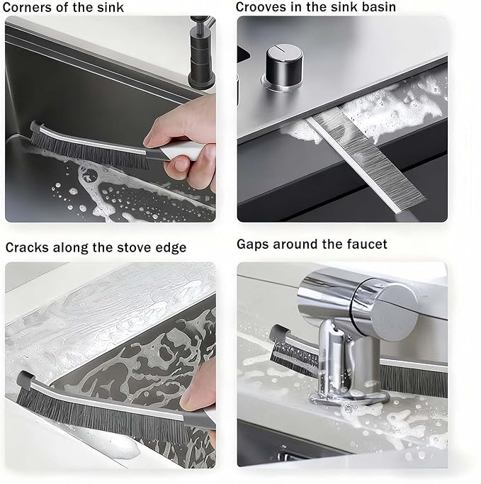 9Pcs Crevice Cleaning Brush Set, Hard Bristle Cleaning Supplies for Kitchen, Bathroom, Corner, Grout, Sink, Cup, Teapot, Bottle, Blender