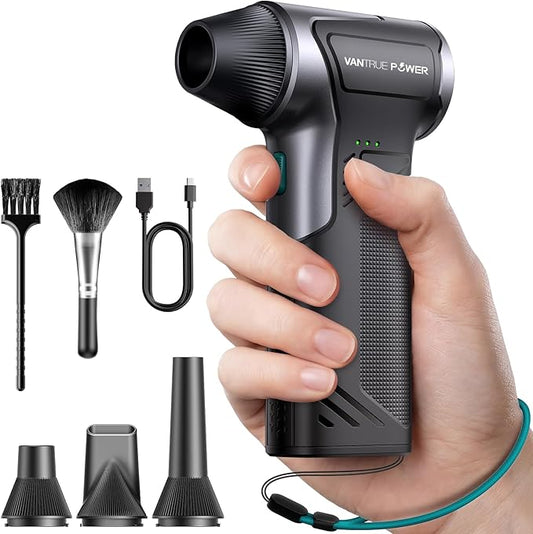 VANTRUE POWER T150 Compressed Air Duster 110000RPM Super Power Electric Duster, 3-Gear Adjustable Mini Blower with Fast Charging, Dust Blower for Computer, Keyboard, House, Outdoor,AC,PC and Car