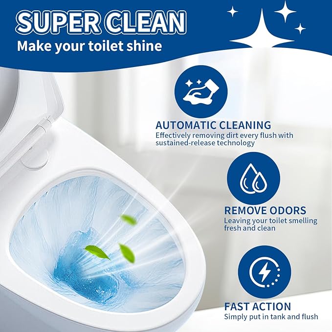 X-Txxlplus Toilet Bowl Cleaners, Toilet Cleaner, Automatic Long Lasting Continuous Toilet Bowl Cleaner, Prevent Stain Build Up Deep Clean, Each Pack for About 3 Months' Supply, Blue